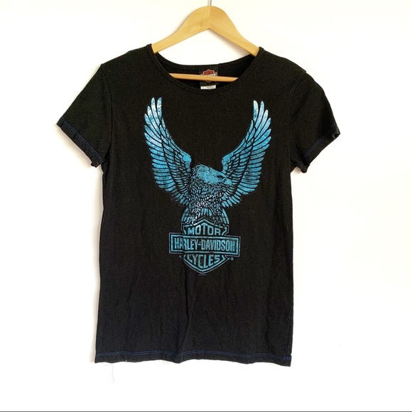Harley-Davidson Tops - Harley Davidson Black Crewneck Large Eagle Tee